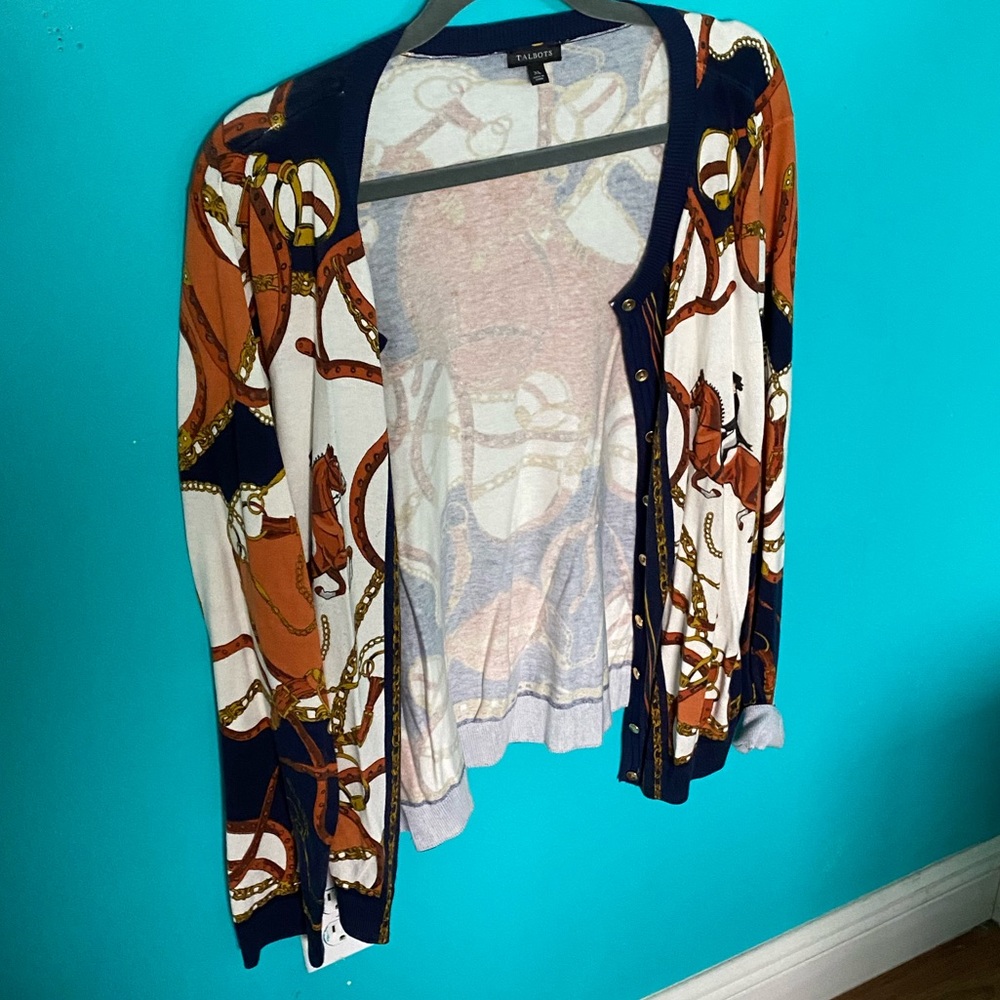 Talbots print cardigan